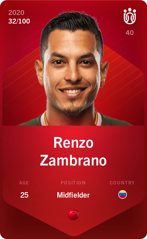 Sorare - Sorare Official - Renzo Zambrano 2020-21 • Rare 32/100 - NFT # 19786646653413788598775075683194565352169425008169503295423525350708499012014