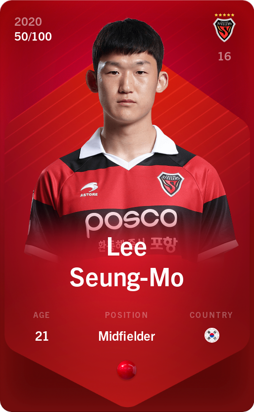 Sorare - Sorare Official - Lee Seung-Mo 2020-21 • Rare 50/100 - NFT # 80335552104435669887369085010977284803760645745631423189802187884678814274957