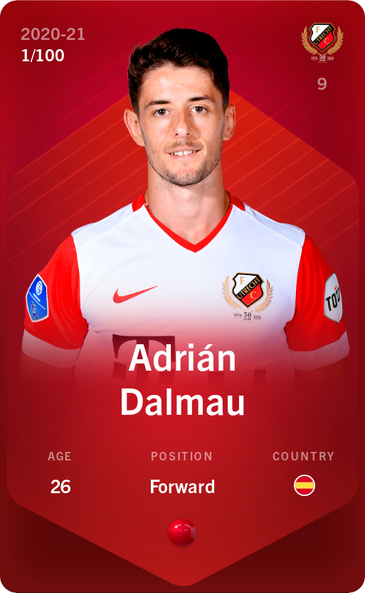 Sorare - Sorare Official - Adrián Dalmau 2020-21 • Rare 1/100 - NFT # 36306274385243962456419111575100166867540156657945367882693229055409758487818