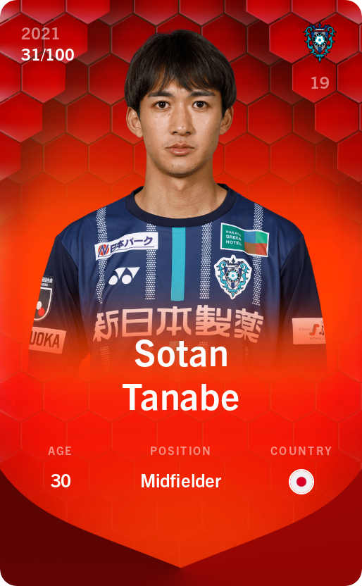 Sorare - Sorare Official - Sotan Tanabe 2021-22 • Rare 31/100 - NFT # 421714676140541963406535010325798986330460183741040198027002351582037248673