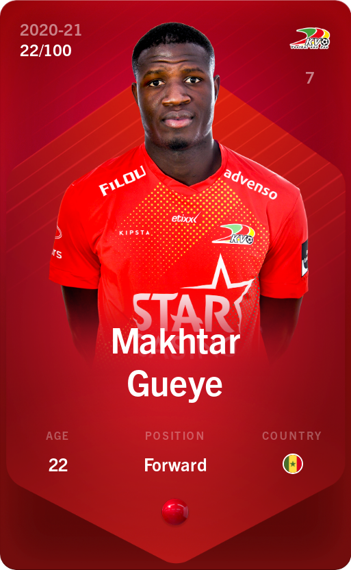 Sorare - Sorare Official - Makhtar Gueye 2020-21 • Rare 22/100 - NFT # 62870711693904725256399523102498416781353858730589431516584102348281673534847