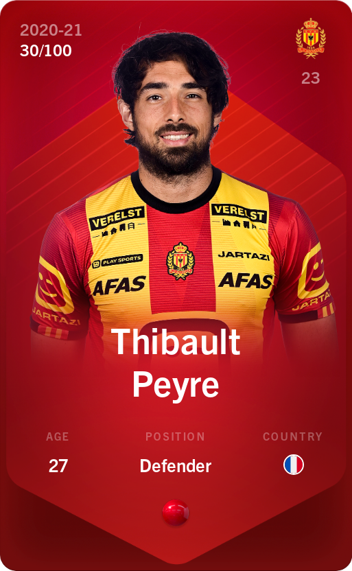 Sorare - Sorare Official - Thibault Peyre 2020-21 • Rare 30/100 - NFT # 58269580954507763752213017057396585753639924066392071381268982052397041175384
