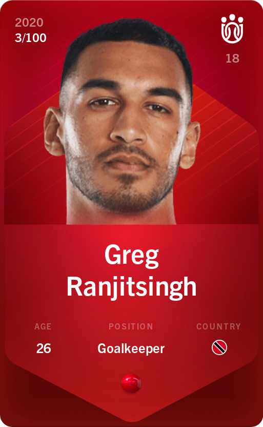 Sorare - Sorare Official - Greg Ranjitsingh 2020-21 • Rare 3/100 - NFT # 1514309995875865232608802690733058077664313520594490662737737889847191448876