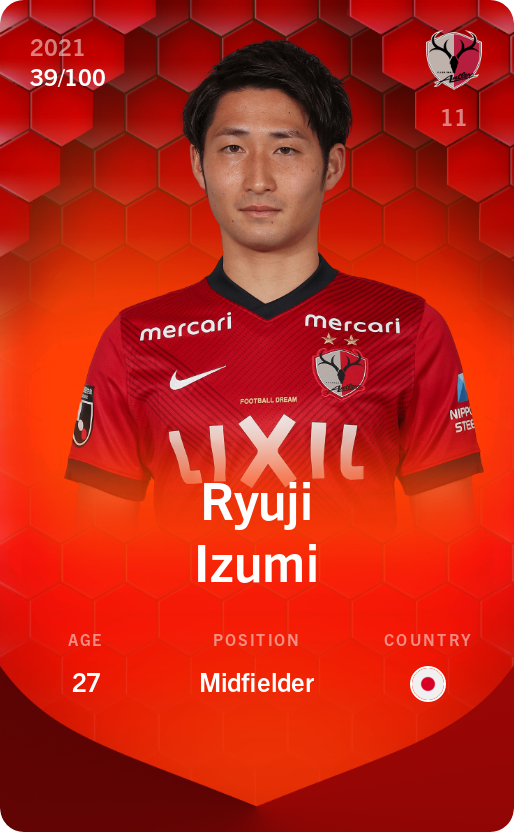 Sorare - Sorare Official - Ryuji Izumi 2021-22 • Rare 39/100 - NFT # 84922820323806652309150101742192532363394412989690629606865619005123654251089