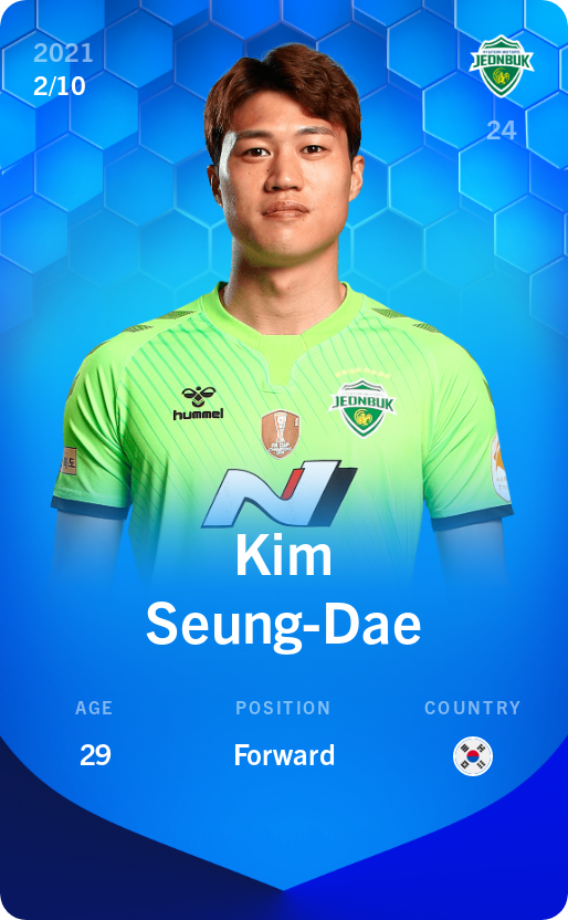 Sorare - Sorare Official - Kim Seung-Dae 2021-22 • Super Rare 2/10 - NFT # 69602264137033589631129521878971723441196664156595178803437333789125394331875