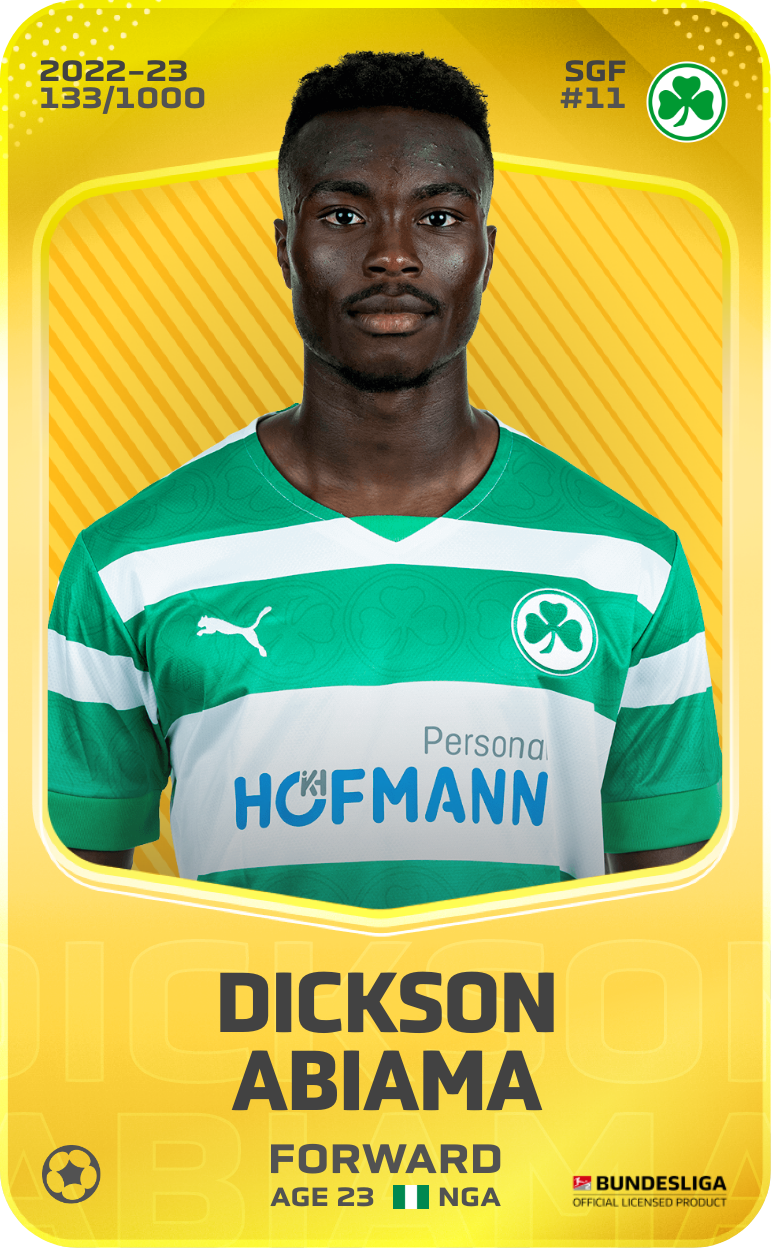 Sorare - Sorare Official - Dickson Abiama 2022-23 • Limited 133/1000 - NFT # 42124514953841156800546708139099206662791060748543000624203146392155366099412
