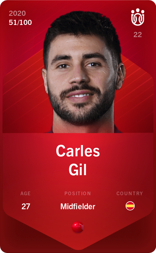 Sorare - Sorare Official - Carles Gil 2020-21 • Rare 51/100 - NFT # 68809281522669248923205089276170097067012200437587087323654273753937821793178