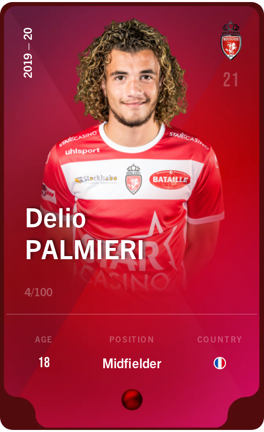 Sorare - Sorare Official - Delio Palmieri 2019-20 • Rare 4/100 - NFT # 92682946106788143029166282037994047331017643664109027355065768866552713123395