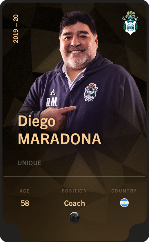 Sorare - Sorare Official - Diego Maradona 2019-20 • Unique - NFT # 76263085595467166415052095890528382972560116295185284205691371788355409605883