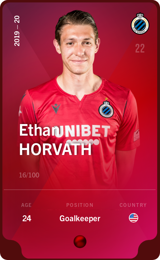 Sorare - Sorare Official - Ethan Horvath 2019-20 • Rare 16/100 - NFT # 57626191714175451940187529243776468428307275802531932630900366283239691314885