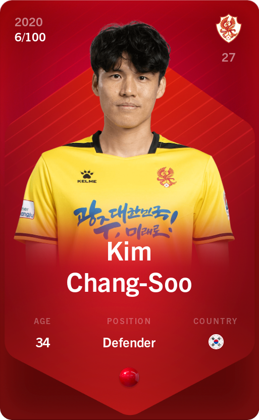 Sorare - Sorare Official - Kim Chang-Soo 2020-21 • Rare 6/100 - NFT # 28555892511519650637861298812317648205613400785350522319149622613209567222005