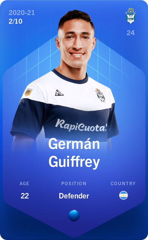 Sorare - Sorare Official - Germán Guiffrey 2020-21 • Super Rare 2/10 - NFT # 41401803903100641234651013161709751181103673988394981160846802685766356584906