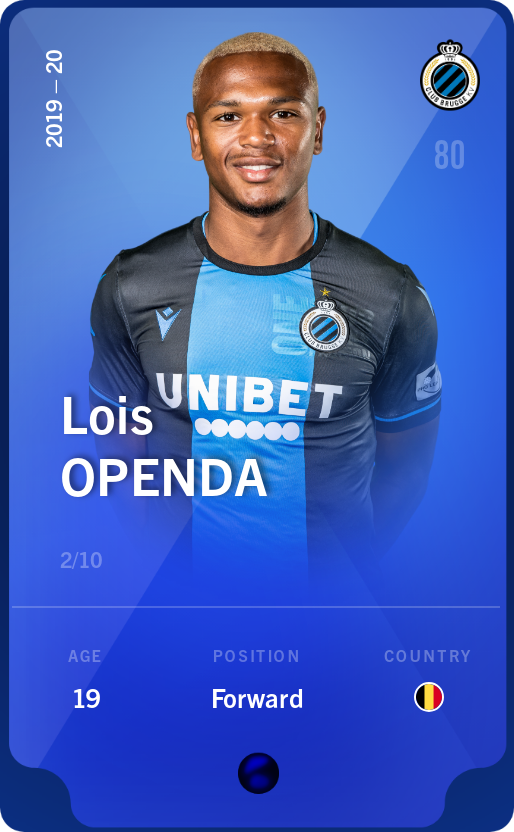 Sorare - Sorare Official - Lois Openda 2019-20 • Super Rare 2/10 - NFT # 99585201890396459635578908948139111140463277707563209965845382105026262385012