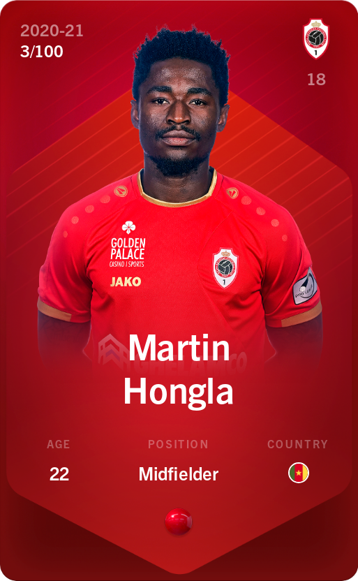 Sorare - Sorare Official - Martin Hongla 2020-21 • Rare 3/100 - NFT # 39585342493596812458623567949901985500397280572998376015339197182834136781340