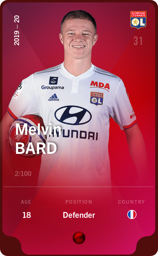 Sorare - Sorare Official - Melvin Bard 2019-20 • Rare 2/100 - NFT # 83788745435173258407465083449195848578498248386885561404145099912876411514962