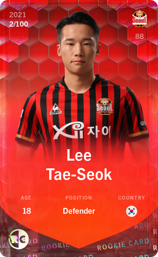 Sorare - Sorare Official - Lee Tae-Seok 2021-22 • Rare 2/100 - NFT # 73890205674952116509745584502080976371413333774472683570721546318865938215046