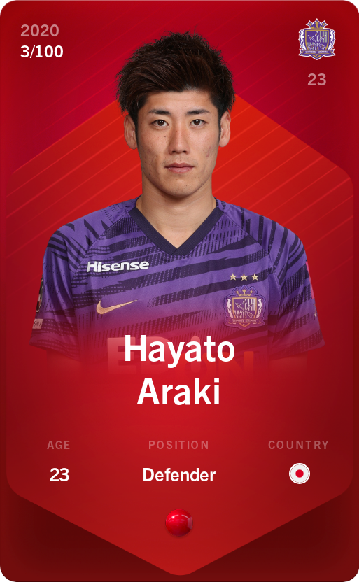 Sorare - Sorare Official - Hayato Araki 2020-21 • Rare 3/100 - NFT # 12014162002272854492602363079437150419907930454799463673566521502755597934716