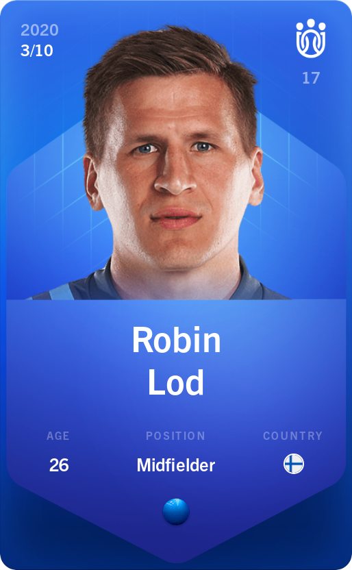 Sorare - Sorare Official - Robin Lod 2020-21 • Super Rare 3/10 - NFT # 57585719061352949242000177118183604018739255744245422697482907395458016046034