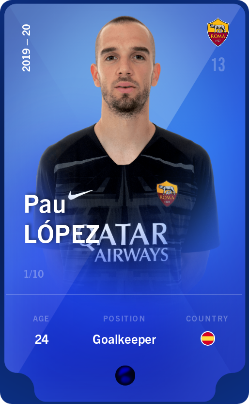 Sorare - Sorare Official - Pau López 2019-20 • Super Rare 1/10 - NFT # 8504883505293347267024247265697173382095419611093547136668358803642245908853