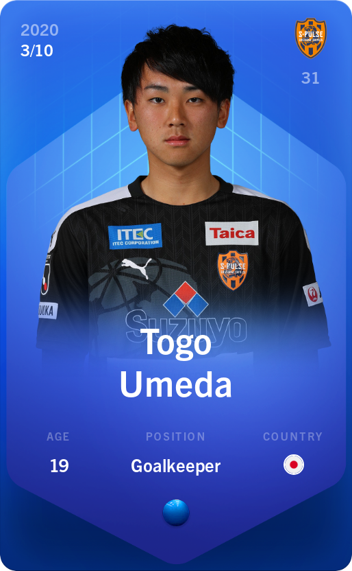 Sorare - Sorare Official - Togo Umeda 2020-21 • Super Rare 3/10 - NFT # 109204216755442226867111040985010193904228731399234878971556769285290629484400