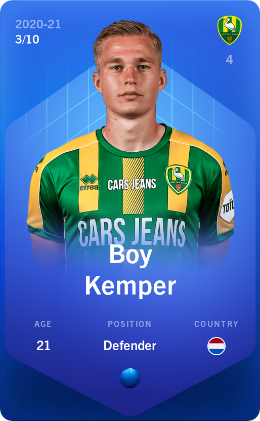 Sorare - Sorare Official - Boy Kemper 2020-21 • Super Rare 3/10 - NFT # 63609893464864044956579319967998340772086172431525793544967982694039813365551
