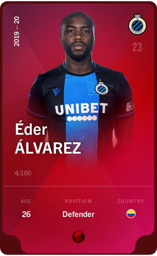 Sorare - Sorare Official - Éder Álvarez 2019-20 • Rare 4/100 - NFT # 51306584060440573954412424395934395072153068705229406072005282241061007911806