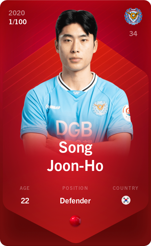 Sorare - Sorare Official - Song Joon-Ho 2020-21 • Rare 1/100 - NFT # 88785671644278836237807591143063847284716649301231013401420306238638962782970