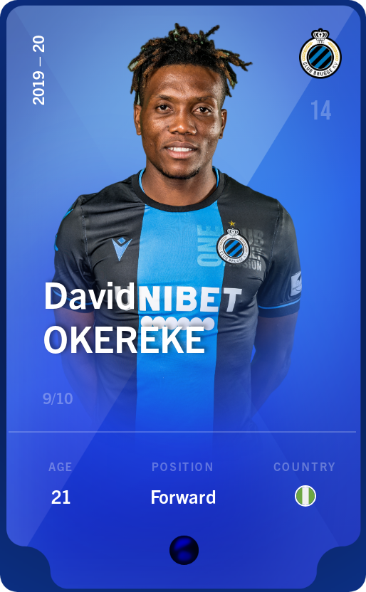 Sorare - Sorare Official - David Okereke 2019-20 • Super Rare 9/10 - NFT # 74823922701864088672240824313567507249446026084199098861633445838172384185016