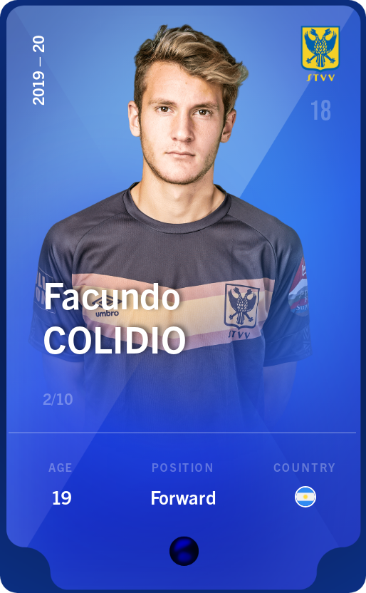 Sorare - Sorare Official - Facundo Colidio 2019-20 • Super Rare 2/10 - NFT # 97903328841124967431585513987291906530008181092205380952003854997113766533667