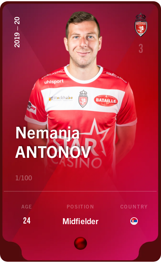 Sorare - Sorare Official - Nemanja Antonov 2019-20 • Rare 1/100 - NFT # 86144243726093170666139315688126771591634253843144169864661057918708505527673