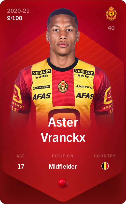 Sorare - Sorare Official - Aster Vranckx 2020-21 • Rare 9/100 - NFT # 12173496666382002354455051707131109126576891289229331769879121775497945142035