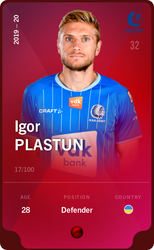 Sorare - Sorare Official - Igor Plastun 2019-20 • Rare 17/100 - NFT # 28574347593860583845763428394572159639419615209755363352402719799564609384940