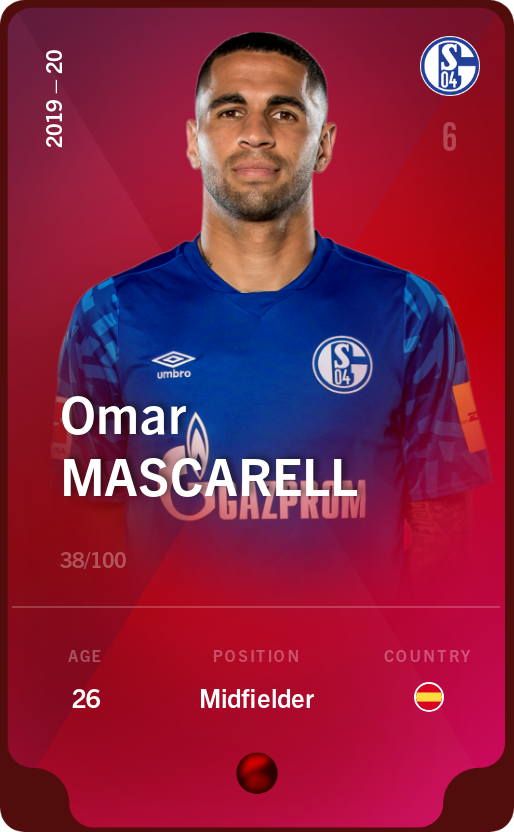 Sorare - Sorare Official - Omar Mascarell 2019-20 • Rare 38/100 - NFT # 90971031863907454217470634281780913649953975520584934949684437148310844681799
