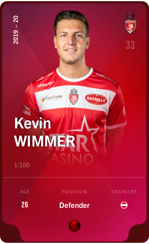 Sorare - Sorare Official - Kevin Wimmer 2019-20 • Rare 1/100 - NFT # 94690351676429571745766759014265007331549986778694973688554658944203806068238