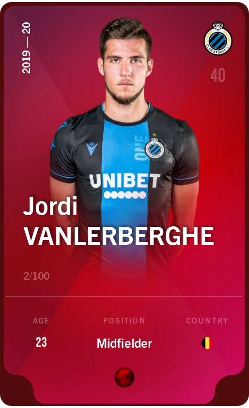 Sorare - Sorare Official - Jordi Vanlerberghe 2019-20 • Rare 2/100 - NFT # 101609273843321476456024166742807888655649301155739673838644119636463335418090