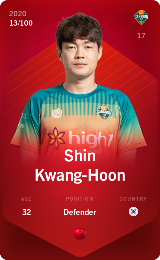 Sorare - Sorare Official - Shin Kwang-Hoon 2020-21 • Rare 13/100 - NFT # 76377135162526117726487452790055643621359861365527192616083871966495661283039