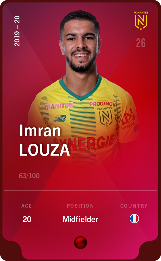 Sorare - Sorare Official - Imran Louza 2019-20 • Rare 63/100 - NFT # 39660940704306675920075331087342890380165689817140098374745133884345685122803