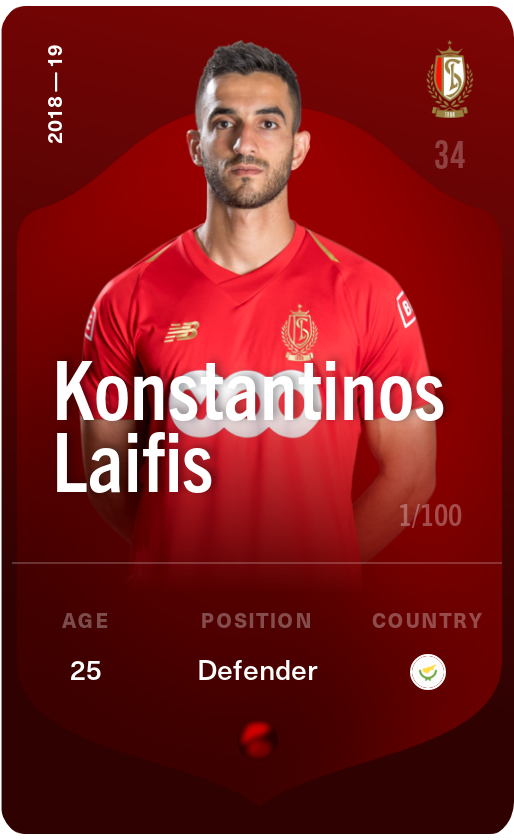 Sorare - Sorare Official - Konstantinos Laifis 2018-19 • Rare 1/100 - NFT # 74345824713226188275396680078361210756177078087921133636514461368676191808325