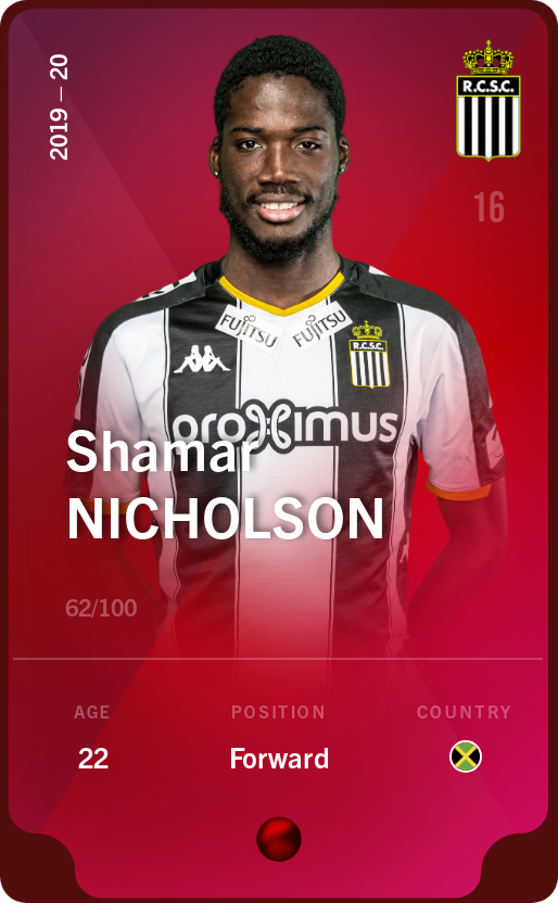 Sorare - Sorare Official - Shamar Nicholson 2019-20 • Rare 62/100 - NFT # 64230504295928760482770375942803944948987024591779146084445515355387406391392