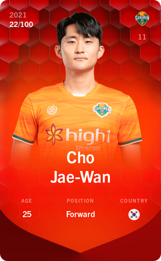 Sorare - Sorare Official - Cho Jae-Wan 2021-22 • Rare 22/100 - NFT # 2796808014078619432621941439237752500413860499514504209450512163687186933516
