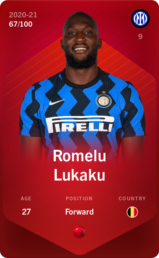 Sorare - Sorare Official - Romelu Lukaku 2020-21 • Rare 67/100 - NFT # 37510875962805568449658136259522121895594326815184652509134281464149845136308