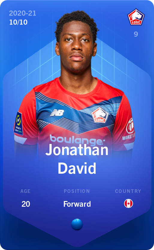 Sorare - Sorare Official - Jonathan David 2020-21 • Super Rare 10/10 - NFT # 100101463789599657997220715155388279785680498238147959922698087739990384412043