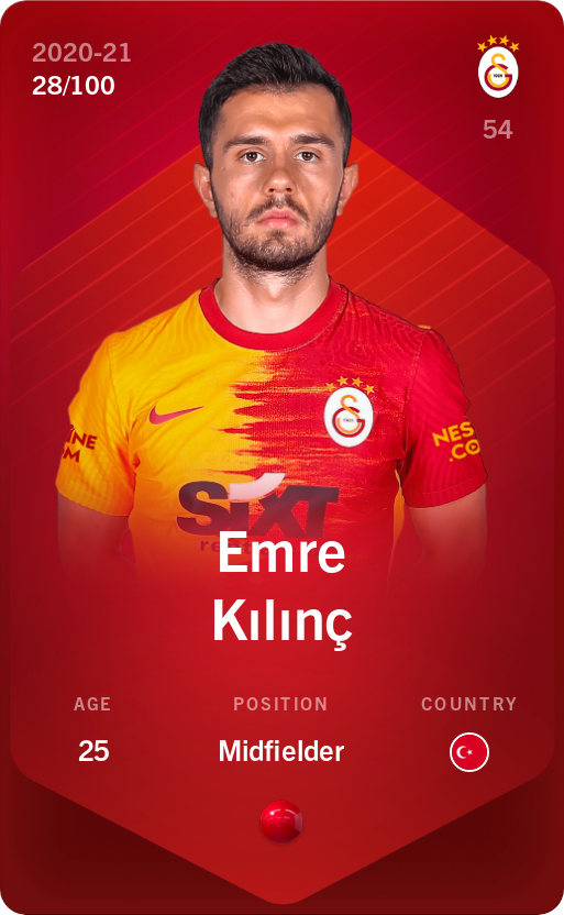 Sorare - Sorare Official - Emre Kılınç 2020-21 • Rare 28/100 - NFT # 96461242103036566158518344434315631099183560934484518317392267179453990314563