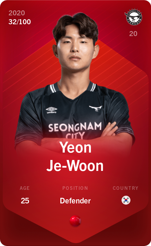 Sorare - Sorare Official - Yeon Je-Woon 2020-21 • Rare 32/100 - NFT # 28442288228948259704749490650112873284249035400604319483731754006455357429444