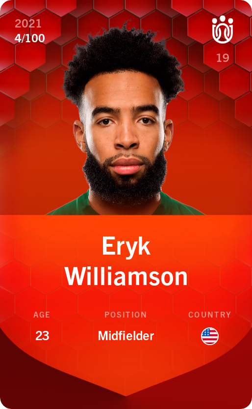 Sorare - Sorare Official - Eryk Williamson 2021-22 • Rare 4/100 - NFT # 55757166322764116911999380585779727401501243093776589211428538430894716785696