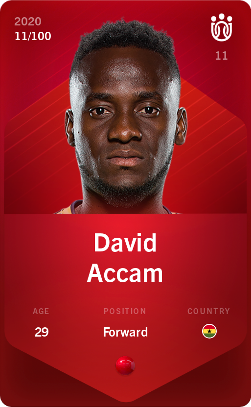 Sorare - Sorare Official - David Accam 2020-21 • Rare 11/100 - NFT # 82368926382864421592391276433867538393900289522211905522960674933323862749526