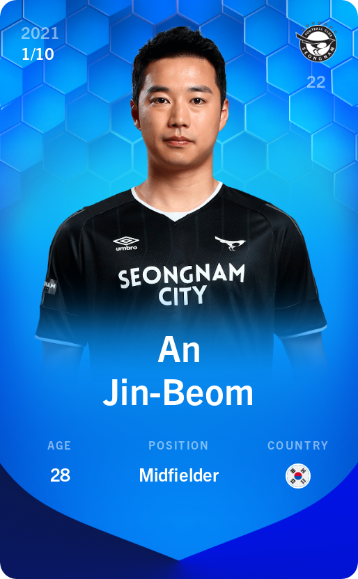 Sorare - Sorare Official - An Jin-Beom 2021-22 • Super Rare 1/10 - NFT # 56615933313276174656559281046013640524924654141211390846557142896179747834241