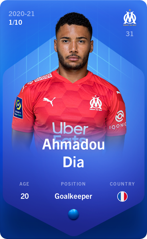 Sorare - Sorare Official - Ahmadou Dia 2020-21 • Super Rare 1/10 - NFT # 15436424343910091243888642828780090338298973192906210950855457645571683848714