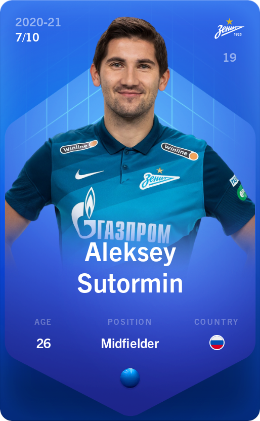 Sorare - Sorare Official - Aleksey Sutormin 2020-21 • Super Rare 7/10 - NFT # 98425613524278034490720051538367797990013456945098140256892058333550162350029