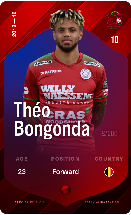 Sorare - Sorare Official - Théo Bongonda 2018-19 • Rare 8/100 - NFT # 17520763249821633906304434631670213097622416403271458437489312162022356733407